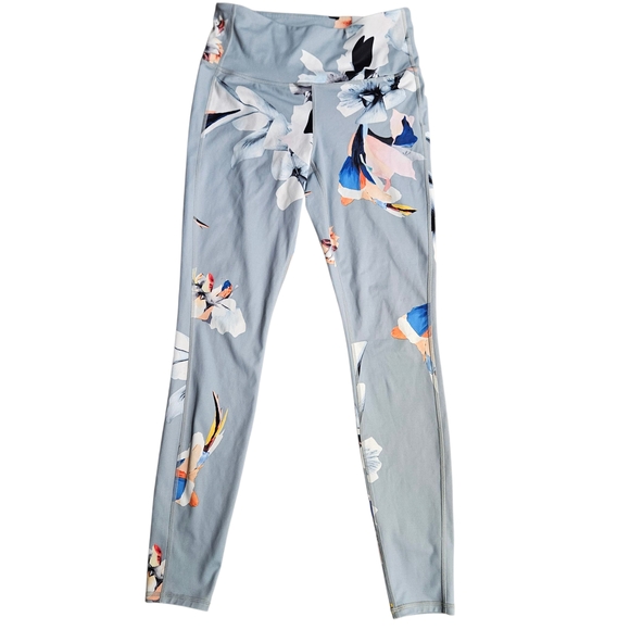 Athleta Blue Floral Women's Leggings - Picture 2 of 4